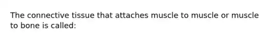 The connective tissue that attaches muscle to muscle or muscle to bone is called:
