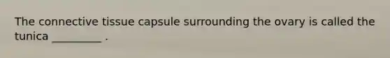 The connective tissue capsule surrounding the ovary is called the tunica _________ .