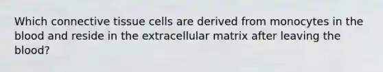 Which connective tissue cells are derived from monocytes in the blood and reside in the extracellular matrix after leaving the blood?