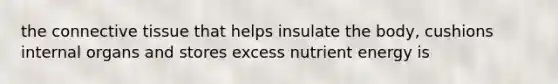 the connective tissue that helps insulate the body, cushions internal organs and stores excess nutrient energy is