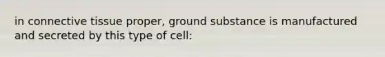 in connective tissue proper, ground substance is manufactured and secreted by this type of cell: