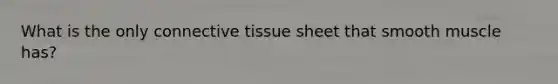 What is the only <a href='https://www.questionai.com/knowledge/kYDr0DHyc8-connective-tissue' class='anchor-knowledge'>connective tissue</a> sheet that smooth muscle has?