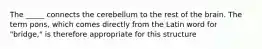 The _____ connects the cerebellum to the rest of the brain. The term pons, which comes directly from the Latin word for "bridge," is therefore appropriate for this structure