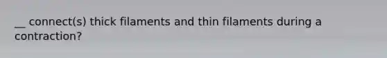 __ connect(s) thick filaments and thin filaments during a contraction?