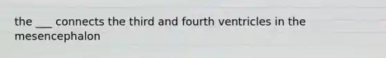 the ___ connects the third and fourth ventricles in the mesencephalon