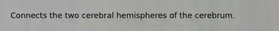 Connects the two cerebral hemispheres of the cerebrum.