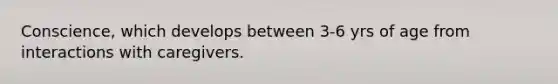 Conscience, which develops between 3-6 yrs of age from interactions with caregivers.