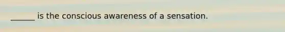 ______ is the conscious awareness of a sensation.