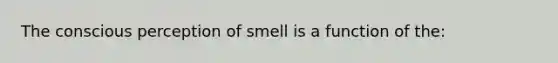 The conscious perception of smell is a function of the: