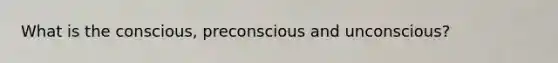 What is the conscious, preconscious and unconscious?