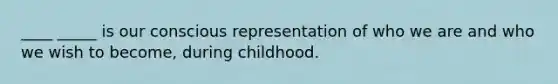 ____ _____ is our conscious representation of who we are and who we wish to become, during childhood.