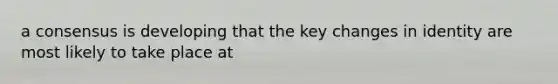 a consensus is developing that the key changes in identity are most likely to take place at