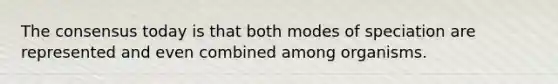 The consensus today is that both modes of speciation are represented and even combined among organisms.