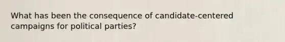 What has been the consequence of candidate-centered campaigns for political parties?
