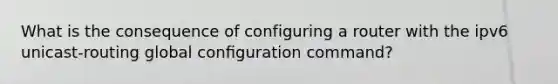 What is the consequence of configuring a router with the ipv6 unicast-routing global conﬁguration command?