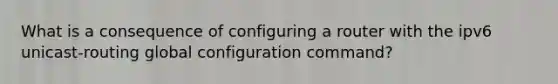 What is a consequence of configuring a router with the ipv6 unicast-routing global configuration command?