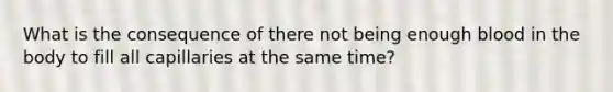 What is the consequence of there not being enough blood in the body to fill all capillaries at the same time?