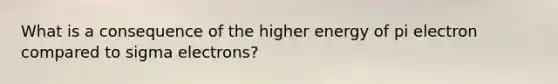 What is a consequence of the higher energy of pi electron compared to sigma electrons?