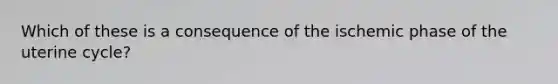 Which of these is a consequence of the ischemic phase of the uterine cycle?