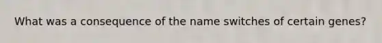 What was a consequence of the name switches of certain genes?