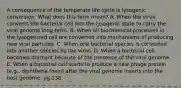 A consequence of the temperate life cycle is lysogenic conversion. What does this term mean? A. When the virus converts the bacterial cell into the lysogenic state to carry the viral genome long-term. B. When all biochemical processes in the lysogenized cell are converted into mechanisms of producing new viral particles. C. When one bacterial species is converted into another species by the virus. D. When a bacterial cell becomes dormant because of the presence of the viral genome. E. When a bacterial cell starts to produce a new phage protein (e.g., diphtheria toxin) after the viral genome inserts into the host genome. pg 338