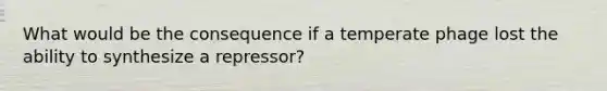 What would be the consequence if a temperate phage lost the ability to synthesize a repressor?