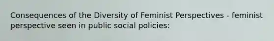 Consequences of the Diversity of Feminist Perspectives - feminist perspective seen in public social policies: