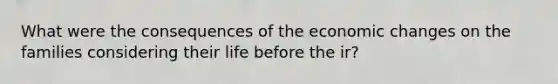 What were the consequences of the economic changes on the families considering their life before the ir?