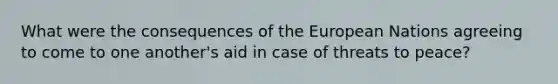 What were the consequences of the European Nations agreeing to come to one another's aid in case of threats to peace?