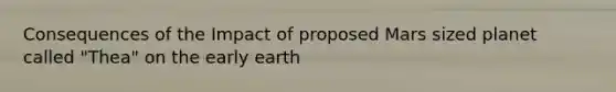 Consequences of the Impact of proposed Mars sized planet called "Thea" on the early earth