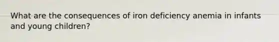 What are the consequences of iron deficiency anemia in infants and young children?