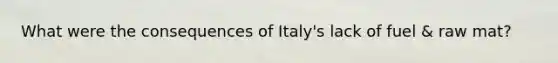 What were the consequences of Italy's lack of fuel & raw mat?