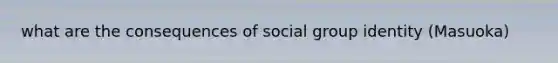 what are the consequences of social group identity (Masuoka)