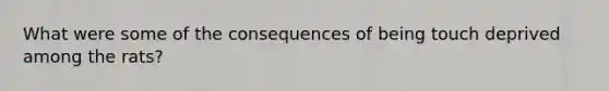 What were some of the consequences of being touch deprived among the rats?