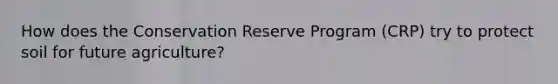How does the Conservation Reserve Program (CRP) try to protect soil for future agriculture?