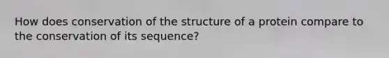 How does conservation of the structure of a protein compare to the conservation of its sequence?