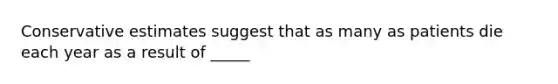 Conservative estimates suggest that as many as patients die each year as a result of _____