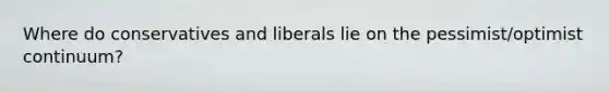 Where do conservatives and liberals lie on the pessimist/optimist continuum?