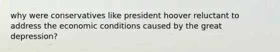 why were conservatives like president hoover reluctant to address the economic conditions caused by the great depression?