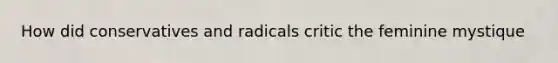 How did conservatives and radicals critic the feminine mystique