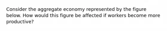 Consider the aggregate economy represented by the figure below. How would this figure be affected if workers become more productive?