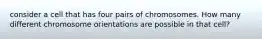 consider a cell that has four pairs of chromosomes. How many different chromosome orientations are possible in that cell?