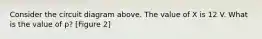 Consider the circuit diagram above. The value of X is 12 V. What is the value of p? [Figure 2]