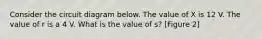 Consider the circuit diagram below. The value of X is 12 V. The value of r is a 4 V. What is the value of s? [Figure 2]