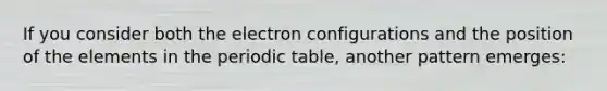 If you consider both the electron configurations and the position of the elements in the periodic table, another pattern emerges: