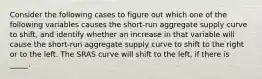 Consider the following cases to figure out which one of the following variables causes the​ short-run aggregate supply curve to​ shift, and identify whether an increase in that variable will cause the​ short-run aggregate supply curve to shift to the right or to the left. The SRAS curve will shift to the left, if there is _____.