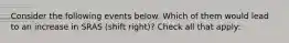 Consider the following events below. Which of them would lead to an increase in SRAS (shift right)? Check all that apply: