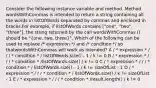 Consider the following instance variable and method. Method wordsWithCommas is intended to return a string containing all the words in listOfWords separated by commas and enclosed in braces.For example, if listOfWords contains ["one", "two", "three"], the string returned by the call wordsWithCommas () should be "(one, two, three)". Which of the following can be used to replace /* expression */ and /* condition */ so thatwordsWithCommas will work as intended? A / * expression * / / / * condition * / listOfWords.size() - 1 / k != 0 B / * expression * / / / * condition * /listOfWords.size() / k != 0 C / * expression * / / / * condition * / listOfWords.size() - 1 / k != sizeOfList - 1 D / * expression * / / / * condition * / listOfWords.size() / k != sizeOfList - 1 E / * expression * / / / * condition * /result.length() / k != 0