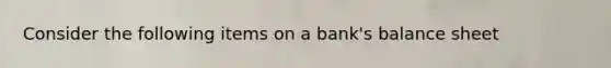Consider the following items on a bank's balance sheet