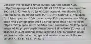 Consider the following Nmap output: Starting Nmap X.XX (http://nmap.org) at XXX-XX-XX XX:XX EDT Nmap scan report for 192.168.1.42 Host is up (@.00023s latency). Not shown: 932 filtered ports, 56 closed ports PORT STATE SERVICE 21/tcp open ftp 22/tcp open ssh 25/tcp open smtp 53/tcp open domain 80/tcp open http 110/tep open pop3 143/tcp open imap 443/tcp open https 465/tcp open smtps 587/tcp open submission 993/tcp open imaps 995/tcp open pop3s Nmap done: 1 IP address (1 host up) scanned in 3.90 seconds What command-line parameter could you use to determine the type and version number of the web server? A. -sV B. -sS C. -Pn D. -V